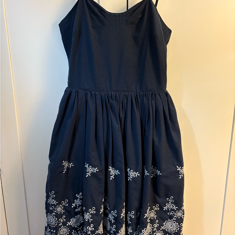 Unique Vintage Navy Blue Lace Swing Dress